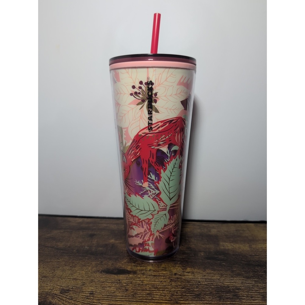 Starbucks Winter Forest Fox Mushroom  Cold Cup Tumbler 24 oz